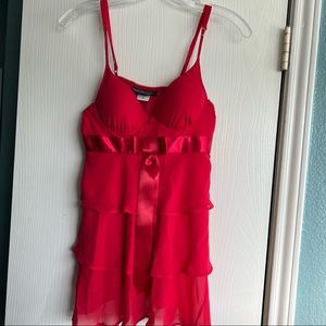 Sexy red ruffled babydoll nightie
